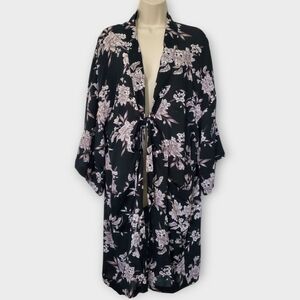 Spiritual Gangster Women's Maya Black Kimono Robe Cover Up One Size